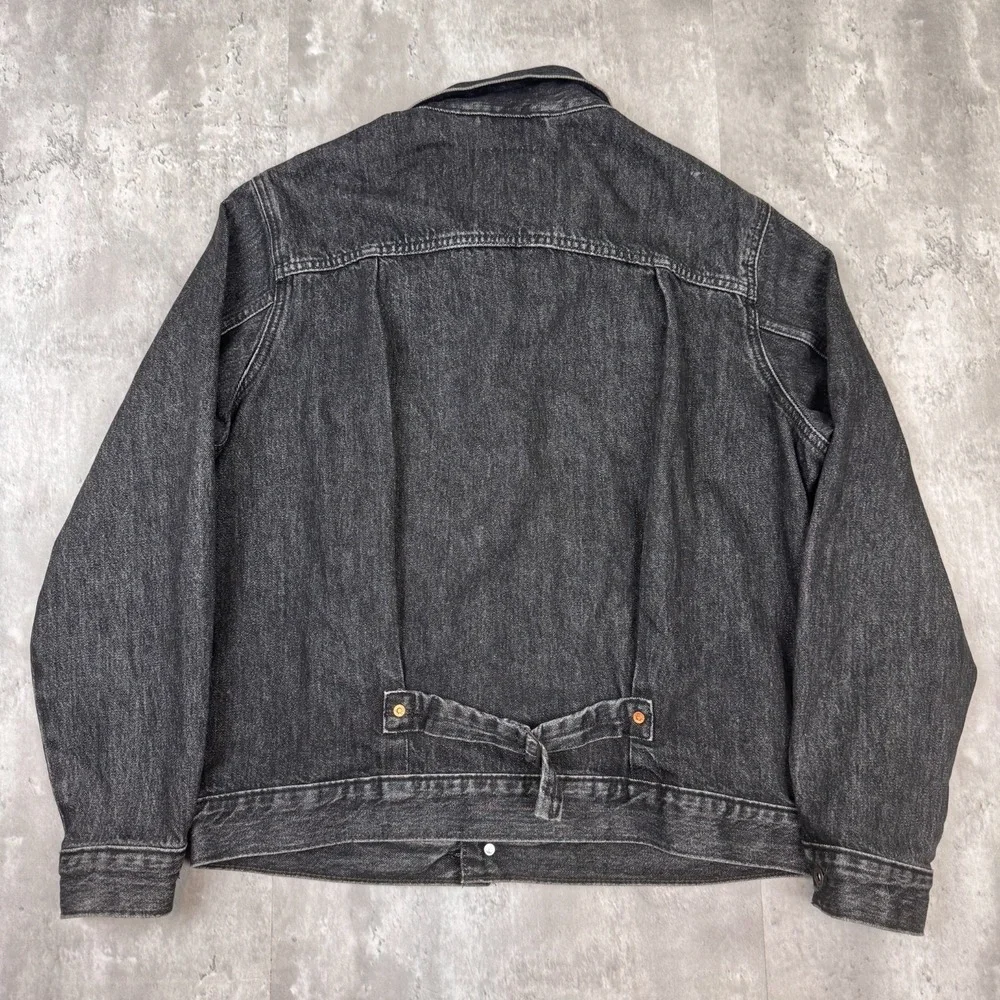 Levis Type 1 Trucker Jacket‎ Mens Medium Black Denim Western Vintage Faded